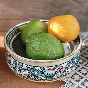 Vintage China Trinket Bowl, Painted Floral Dish, Fruit/ Key/ Jewelry Dish